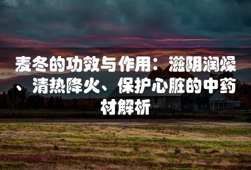 麦冬的功效与作用：滋阴润燥、清热降火、保护心脏的中药材解析