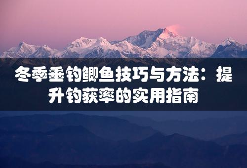 冬季垂钓鲫鱼技巧与方法：提升钓获率的实用指南