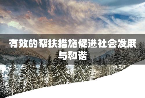 有效的帮扶措施促进社会发展与和谐