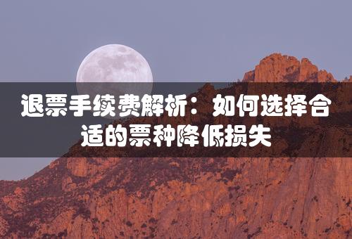 退票手续费解析：如何选择合适的票种降低损失