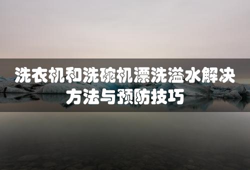 洗衣机和洗碗机漂洗溢水解决方法与预防技巧