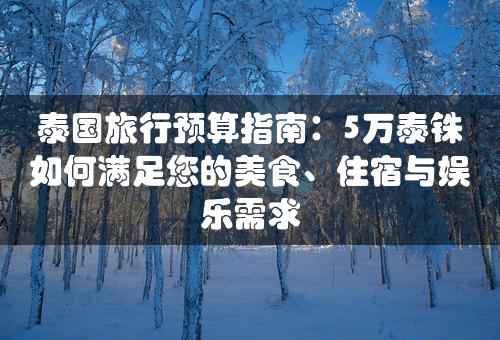 泰国旅行预算指南：5万泰铢如何满足您的美食、住宿与娱乐需求