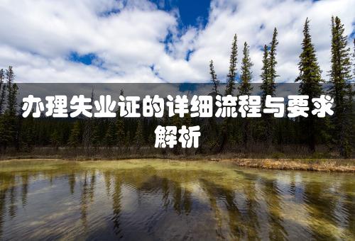 办理失业证的详细流程与要求解析