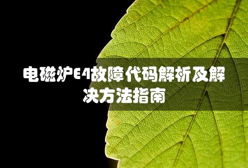 电磁炉E4故障代码解析及解决方法指南