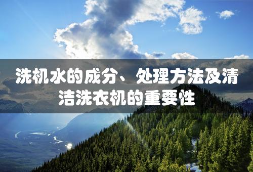 洗机水的成分、处理方法及清洁洗衣机的重要性