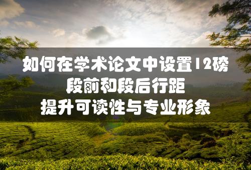 如何在学术论文中设置12磅段前和段后行距 提升可读性与专业形象