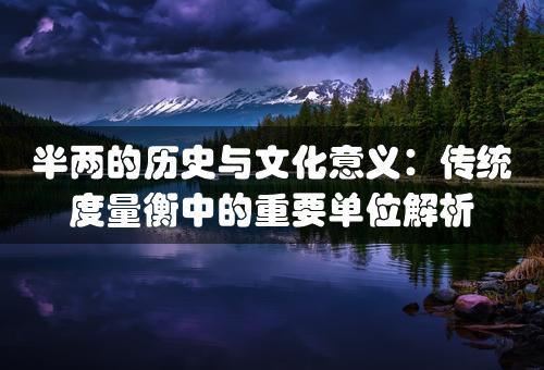 半两的历史与文化意义：传统度量衡中的重要单位解析