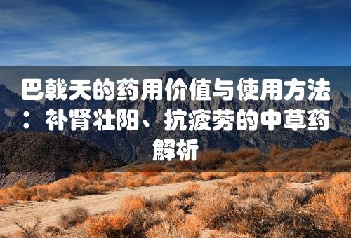 巴戟天的药用价值与使用方法：补肾壮阳、抗疲劳的中草药解析