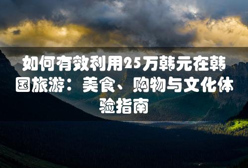 如何有效利用25万韩元在韩国旅游：美食、购物与文化体验指南