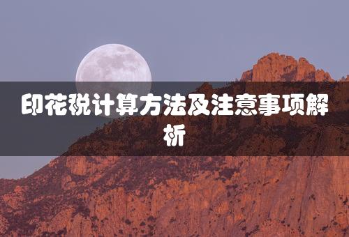 印花税计算方法及注意事项解析