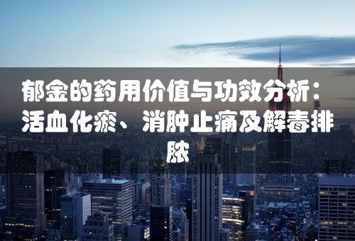 郁金的药用价值与功效分析：活血化瘀、消肿止痛及解毒排脓