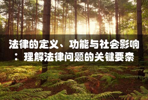 法律的定义、功能与社会影响：理解法律问题的关键要素