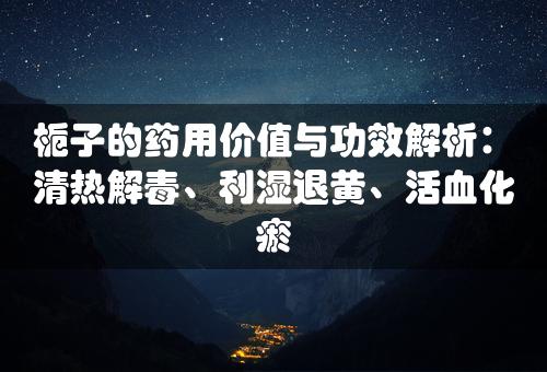 栀子的药用价值与功效解析：清热解毒、利湿退黄、活血化瘀