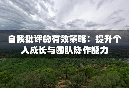 自我批评的有效策略：提升个人成长与团队协作能力