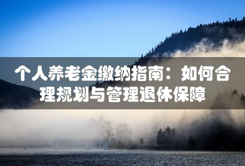 个人养老金缴纳指南：如何合理规划与管理退休保障