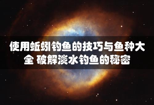 使用蚯蚓钓鱼的技巧与鱼种大全 破解淡水钓鱼的秘密