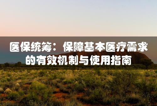 医保统筹：保障基本医疗需求的有效机制与使用指南