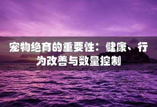 宠物绝育的重要性：健康、行为改善与数量控制