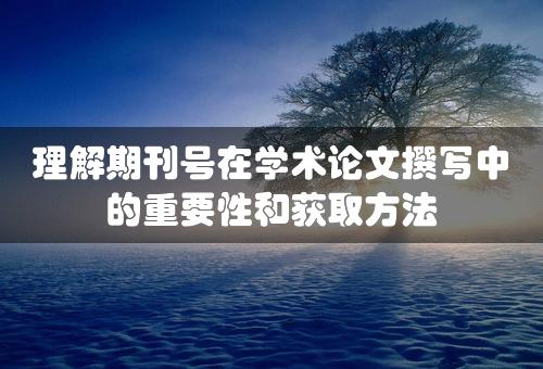 理解期刊号在学术论文撰写中的重要性和获取方法