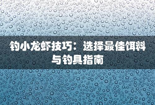 钓小龙虾技巧：选择最佳饵料与钓具指南