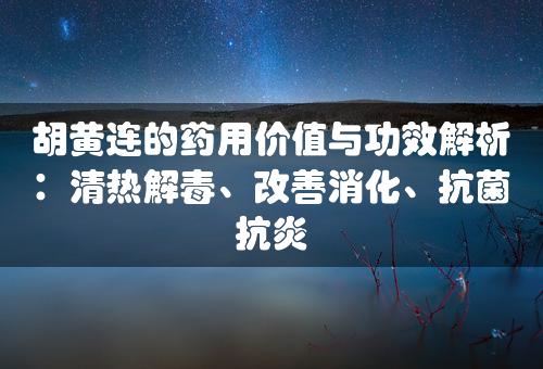 胡黄连的药用价值与功效解析：清热解毒、改善消化、抗菌抗炎